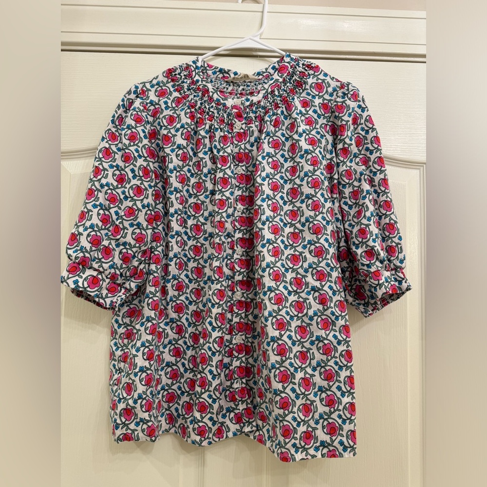 Boden Red and Blue Floral Blouse